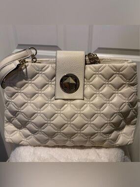 Kate Spade Natalia Quilted Leather Medium Flap Shoulder Bag - Ivory/Parchment